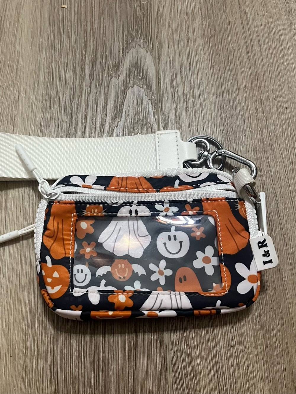 Iris & Rainbow Pumkin Patch Navy and Orange Floral Halloween 2nd Gen Wristlet